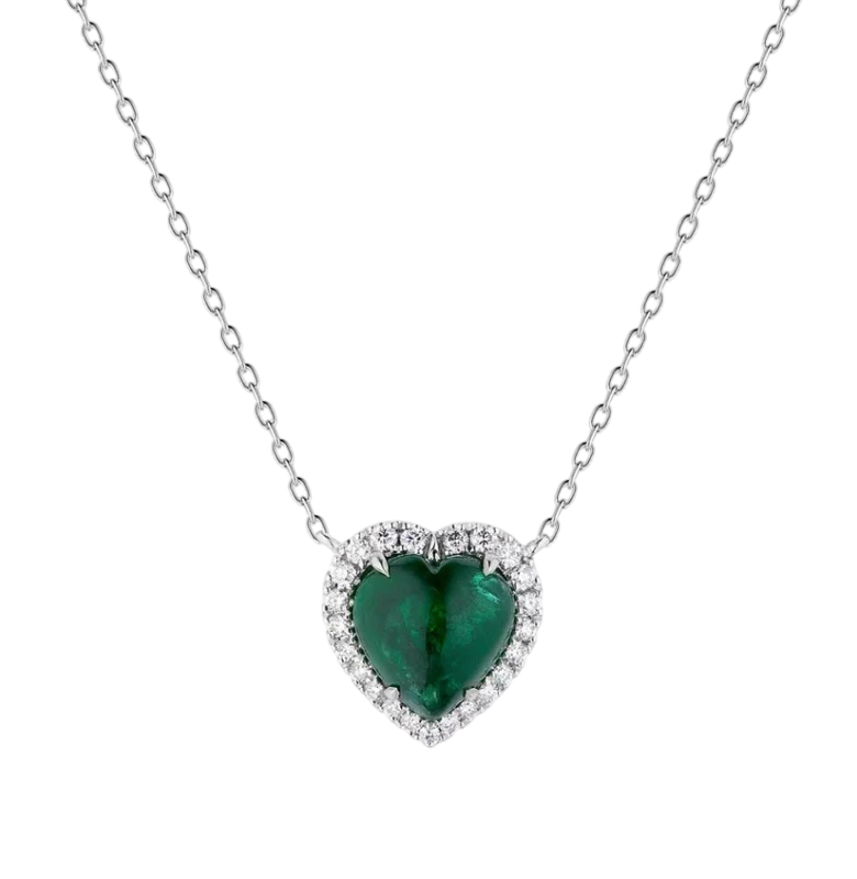 EMERALD HEART 4.48 CT VIVID GREEN PENDANT