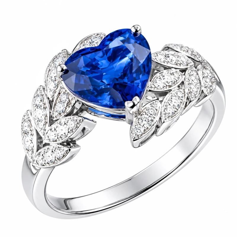 HEART SAPPHIRE 1.34 CT VIVID BLUE RING (SIZE 52)