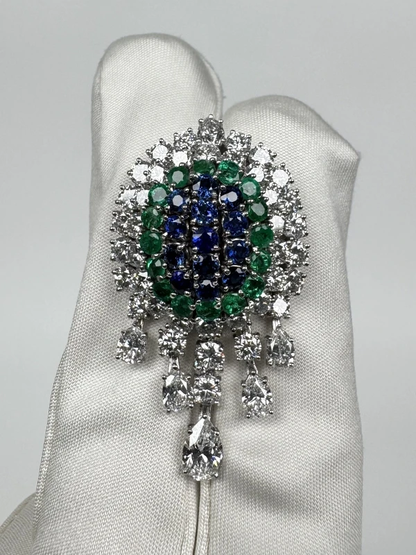 RalfDiamonds SAPPHIRE & EMERALD & DIAMOND EARRINGS RDE2003 4