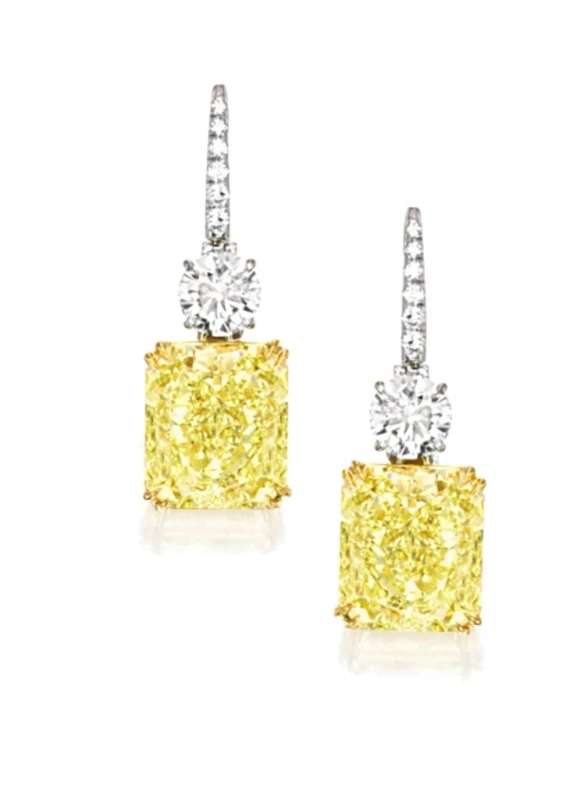 DIAMONDS 7.11 -7.18 CT FANCY YELLOW/VS1-VS2 EARRINGS (GIA)