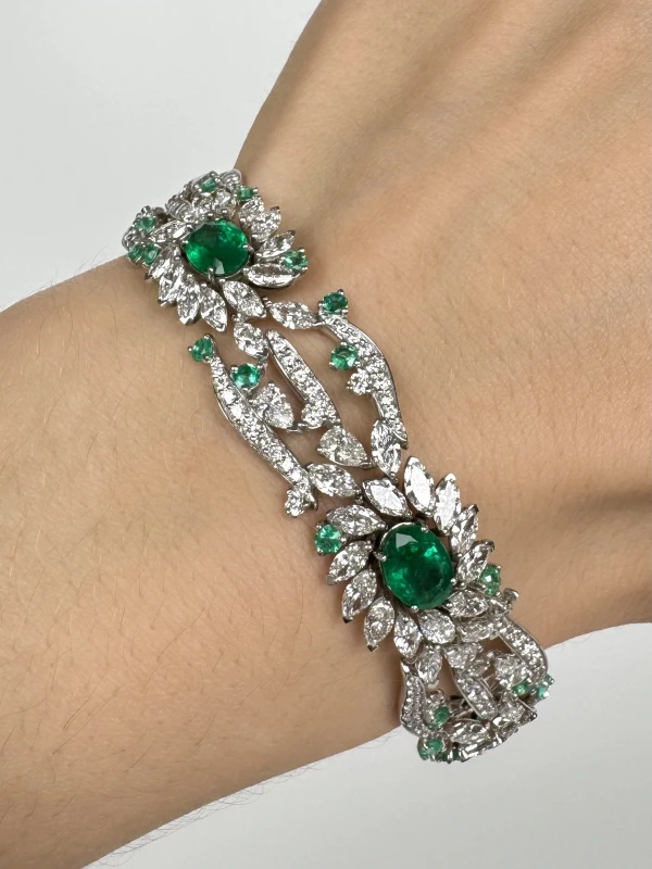 No name OVAL EMERALD 5.25 CT & DIAMONDS 11.53 CT BRACELET EM5.25CT 4