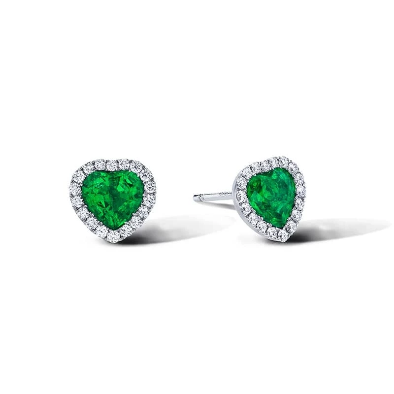 EMERALD HEART STUDS 2.25 CT