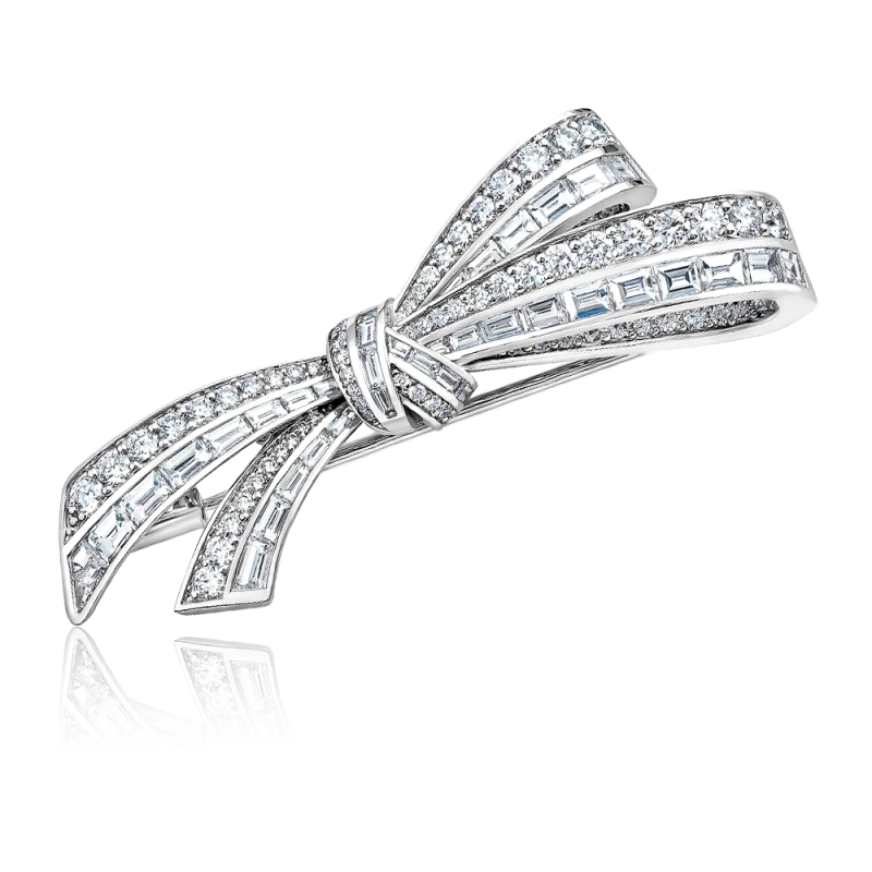 GRAFF WHITE BAGUETTE & ROUND DIAMOND BROOCH RGA115 1