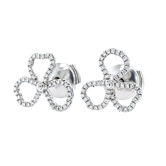 PAPER OPEN FLOWER DIAMOND EARRINGS IN PLATINUM