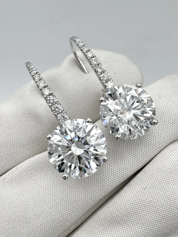 Earrings without a brand ROUND DIAMONDS 5.14 - 5.30 CT D/FLAWLESS EARRINGS (GIA) EXEXEX NN5.14-5.30 7