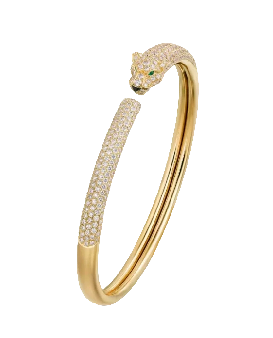 Panthère de Cartier bracelet, small model, half-paved (SIZE 16)