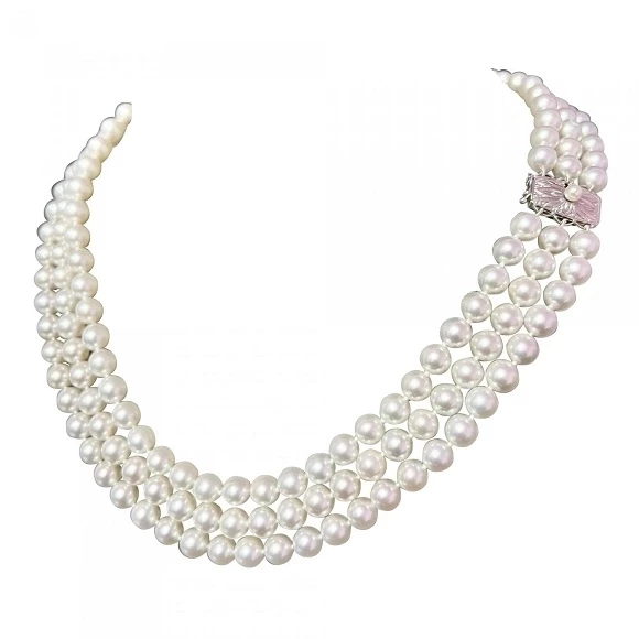 AKOYA CULTURED PEARL 3 STRAND NECKLACE 