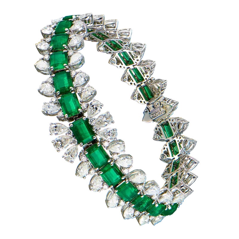 EMERALD 18.91 CT VIVID GREEN BRACELET (SIZE 17.5)