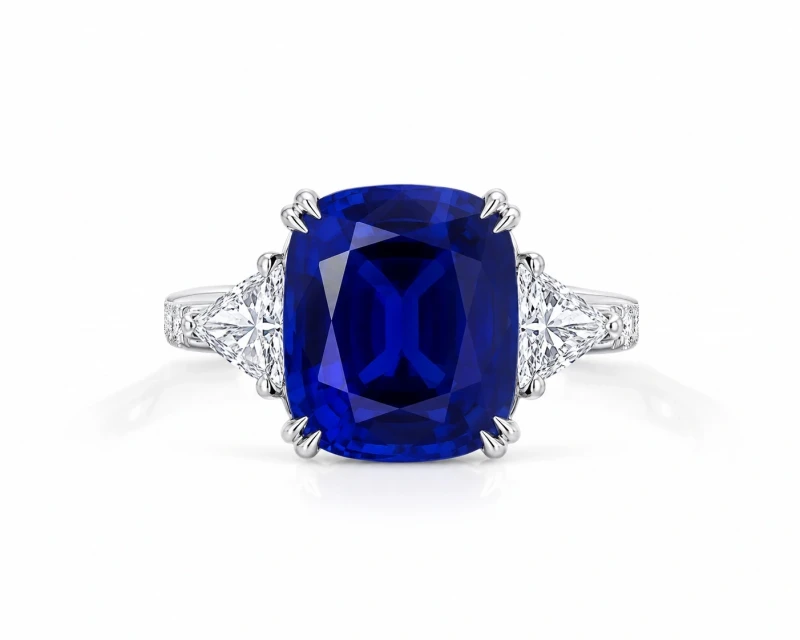 CUSHION SAPPHIRE 6.16 CT "ROYAL BLUE" RING, SRI LANKA (SIZE 53) AIGS/GUILD