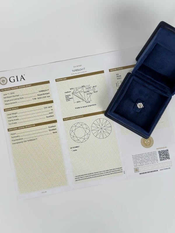 СЕРЬГИ NO NAME NN2.01H/VVS1 ROUND DIAMOND 2.01 CT H/VVS1 RING (GIA) NN2.01H/VVS1 7