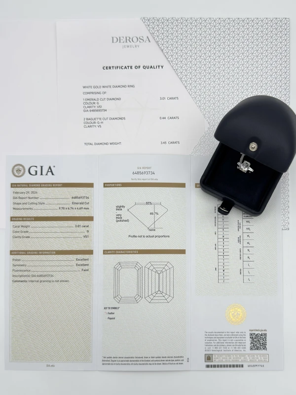 DeRosa EMERALD DIAMOND 3.01 CT G/VS1 RING (GIA) R419345B 5