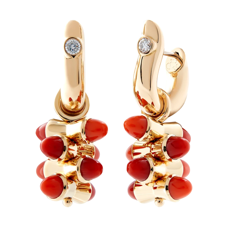 СЕРЬГИ NO NAME CORAL DIAMOND SET NN48.2 2