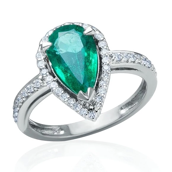 СЕРЬГИ NO NAME С ИЗУМРУДОМ 2.30 СТ INTENSE SLIGHTLY BLUISH GREEN/VS И БРИЛЛИАНТАМИ 2.30 CT