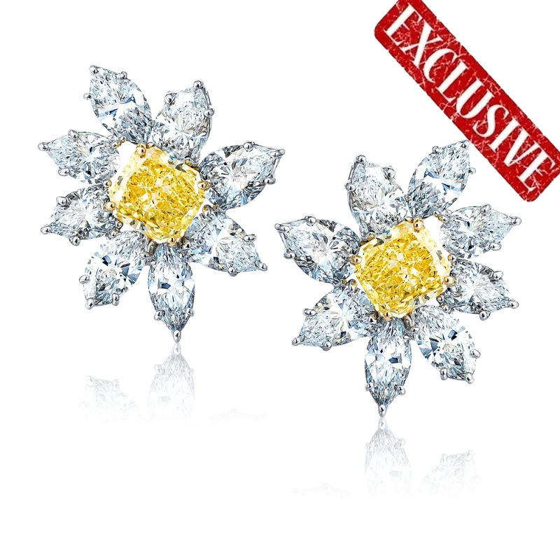 DIAMONDS 2.01-1.70 CT FANCY YELLOW EARRINGS