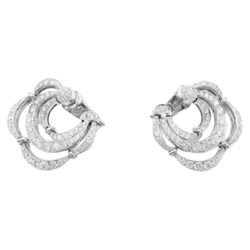 Bvlgari White Gold Diamond Tremblant Flower Earrings BVLG