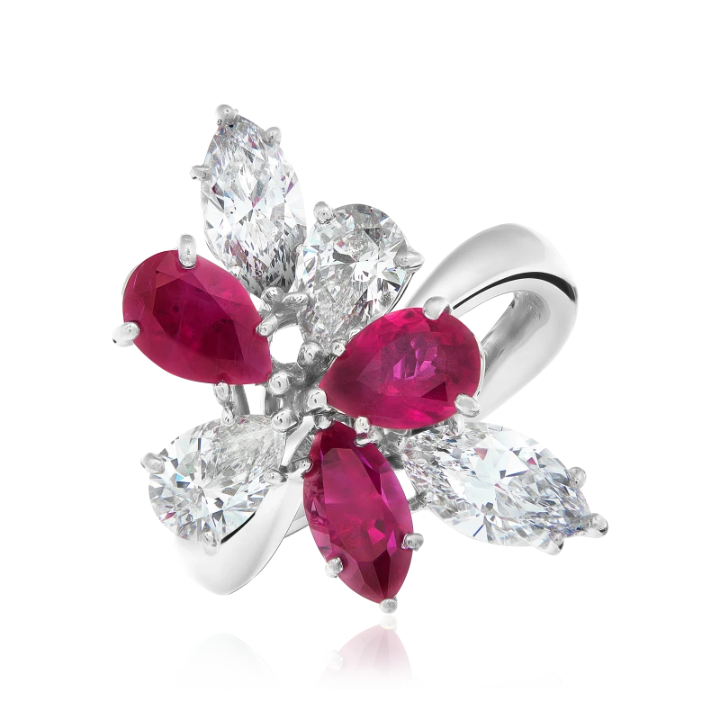 DIAMONDS 4.22 CT & RUBY RING (SIZE 53)