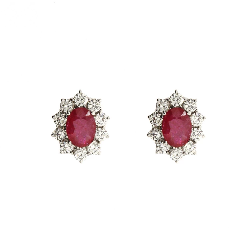 RUBY 1.26 CT AND DIAMOND STUDS