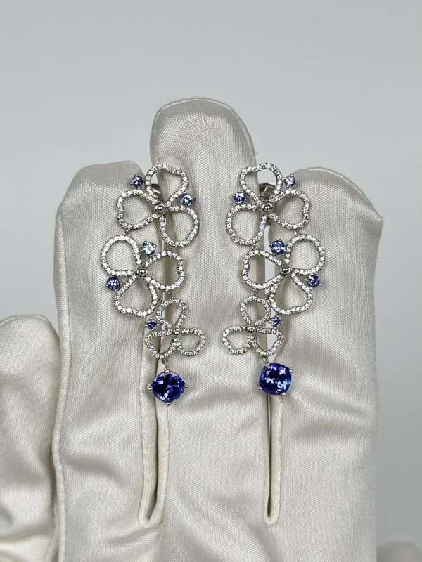 Tiffany & Co Paper Flowers Diamond and Tanzanite Earrings 61625348 2