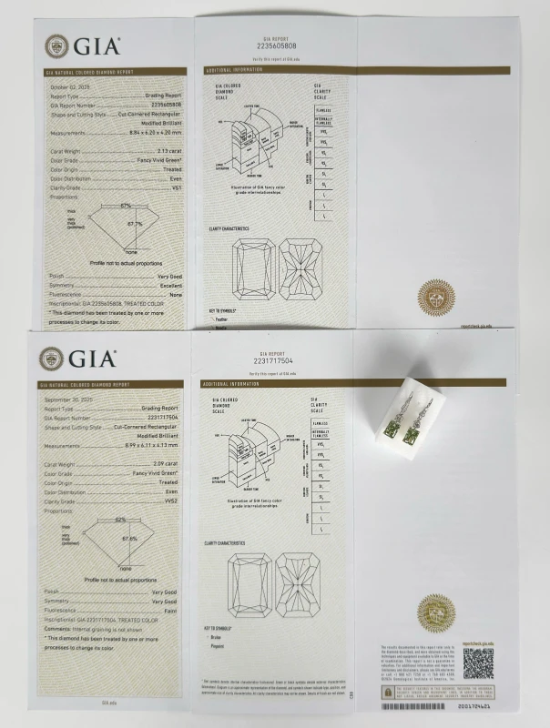 No name RADIANT DIAMOND 2.09-2.13 CT FANCY VIVID GREEN*/VVS2-VS1 EARRINGS (GIA) nn2.09-2.13 ct FVG/VS1 8
