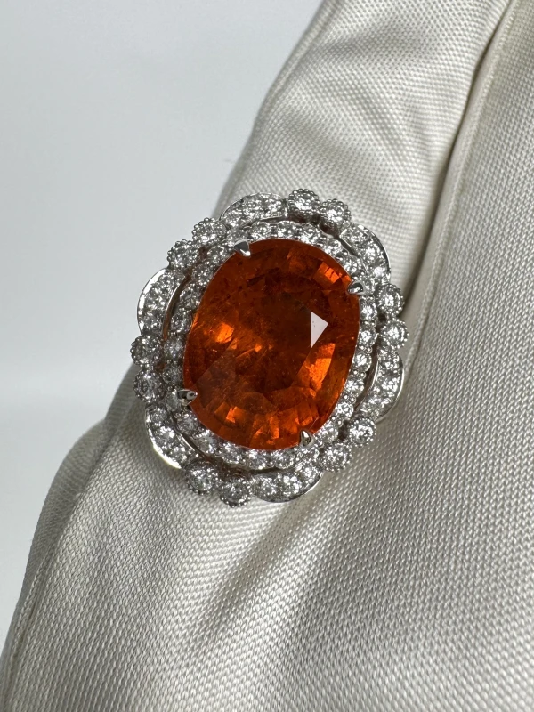 Earrings without a brand NATURALE SPESSARTITE GARNET 10.58 CT RING (SIZE 53) NN10.58CT 5