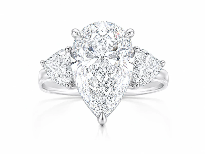 PEAR DIAMOND 5.01 CT E/SI2 RING
