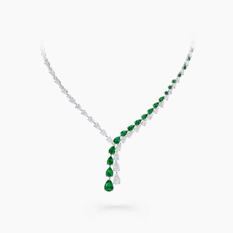 Graff Pear Shape Emerald and Diamond Set RGN1090 2