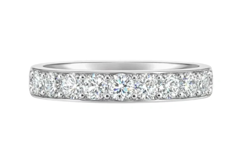 White Gold White Round Diamond Thread Set Eternity Ring 1.15 CT (SIZE 50)