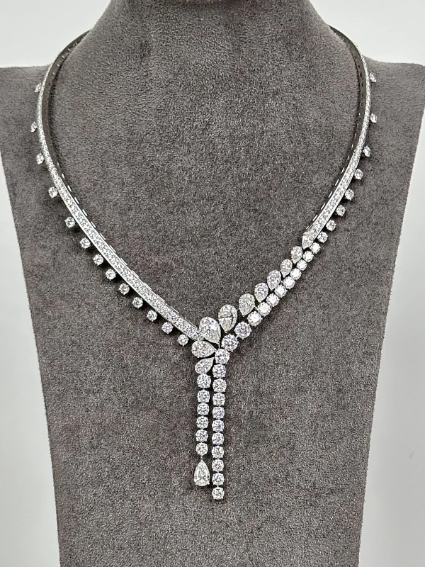 Graff White Pear Shape And Round Diamond Double Row Set RGN829 3