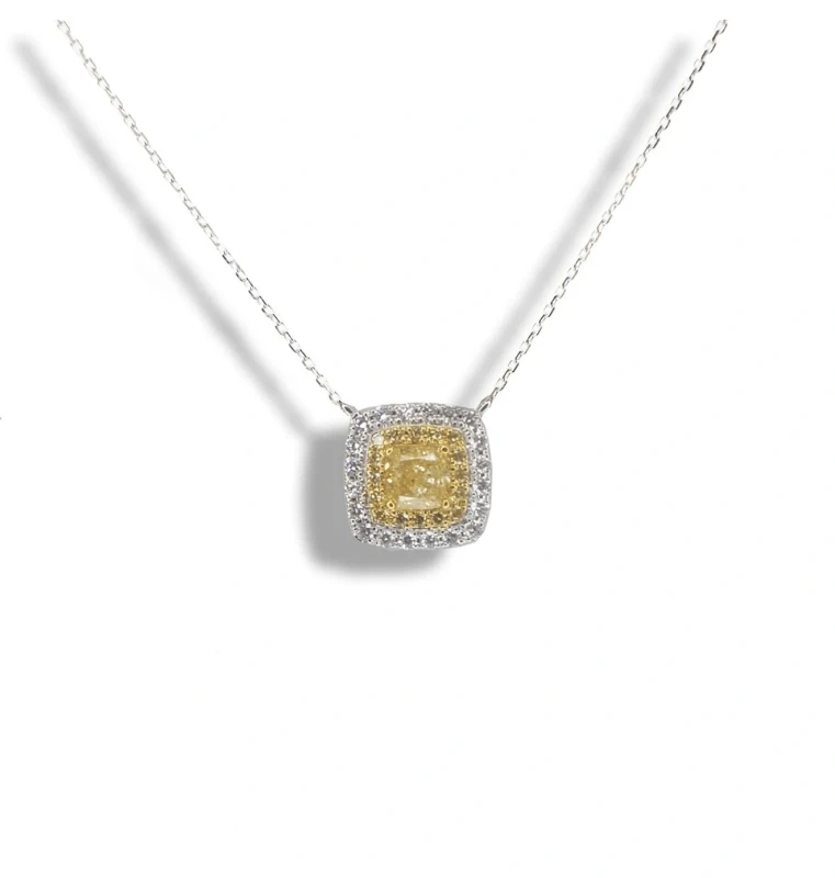 CUSHION DIAMOND 1.00 CT FANCY LIGHT YELLOW/VS1 PENDANT (GIA)