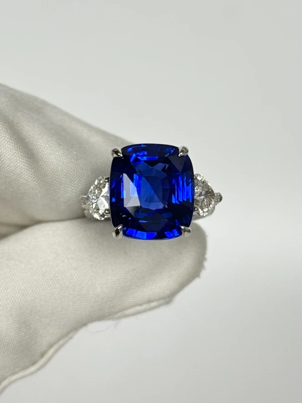 Earrings without a brand SAPPHIRE 15.59 CT ROYAL BLUE & DIAMOND EARRINGS (GRS) NN15.59 2
