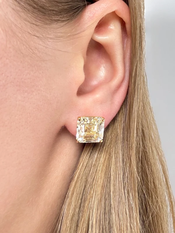 Earrings without a brand ASSCHER DIAMOND 7.02 - 7.02 CT U to V - S to T/VVS2 EARRINGS (GIA) EXEXEX NN7.02-7.02 2
