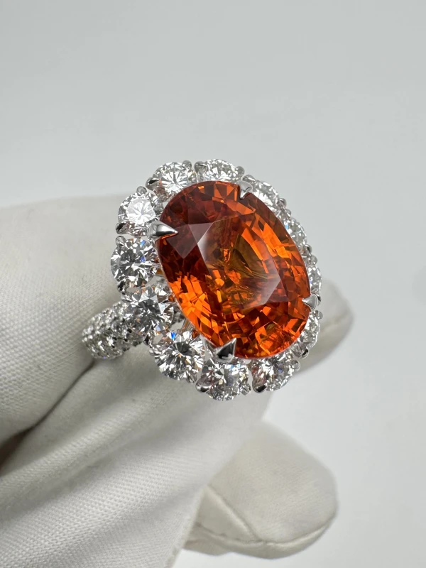 No name ORANGE SAPPHIRE 7.01 CT RING (GRS) SAP7.01CT 4