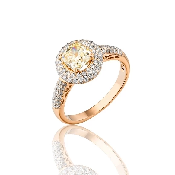 С БРИЛЛИАНТОМ 1.08 CT FANCY LIGHT YELLOW/VS2