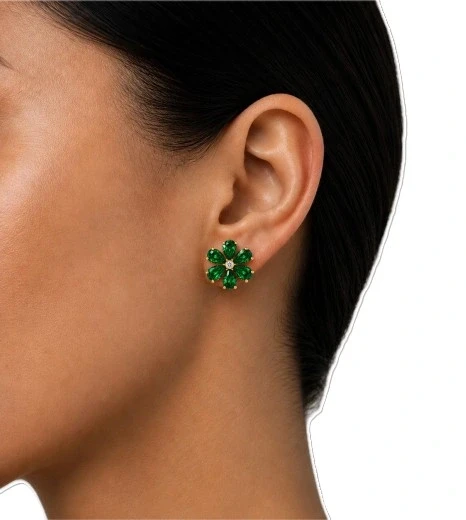 DeRosa FLOWER EMERALD 3.30 CT «VIVID GREEN» EARRINGS E546083 2