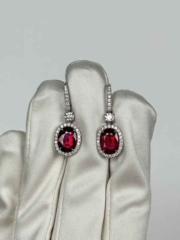 Earrings without a brand DIAMOND & RUBY 4.48 CT EARRINGS (GRS, No H!) NN4.48CT 2