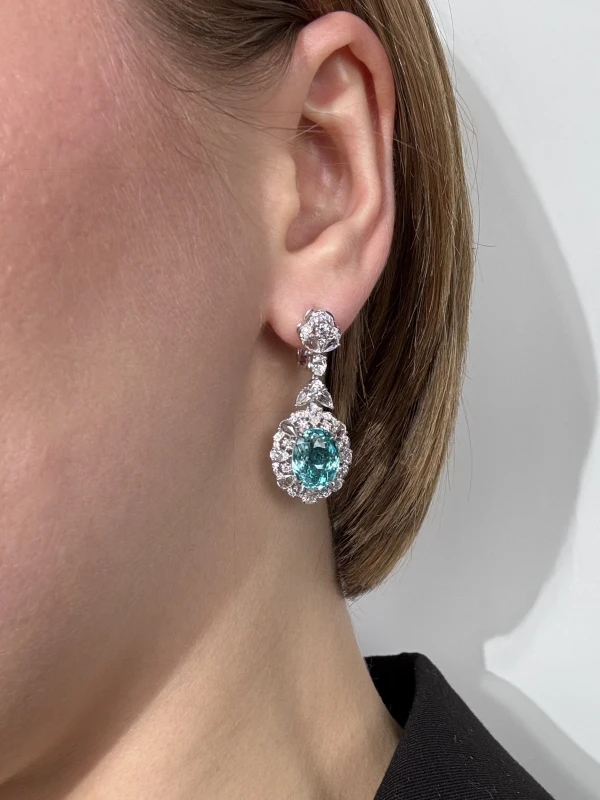 No name PARAIBA TOURMALINE 5.18 - 4.52 CT EARRING (AIGS) NN 5.18-4.52 CT 2