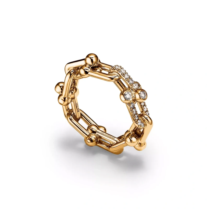 Tiffany & Co Tiffany HardWear Small Link Ring in Yellow Gold with Diamonds (SIZE 55) 72743830 2