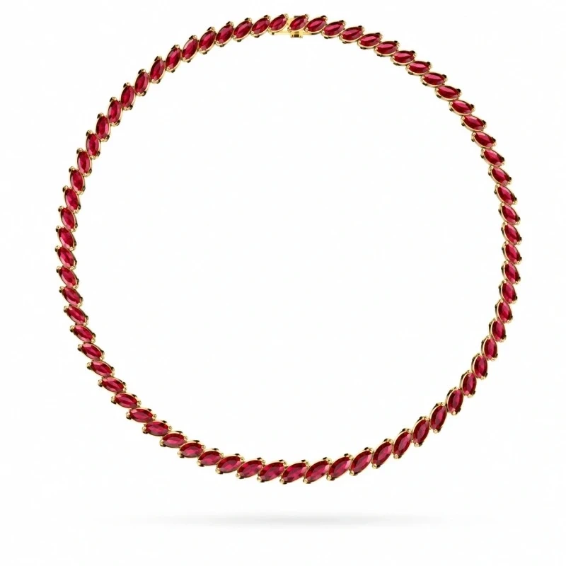 MARQUISE RUBY 34.51 CT "VIVID PINKISH RED" NECKLACE, MOZAMBIQUE (GGL)