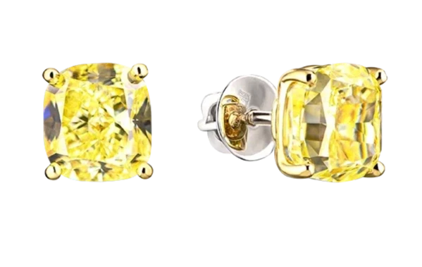 DIAMOND EARRINGS 4.45 - 4.02 CT FANCY LIGHT YELLOW/VS1