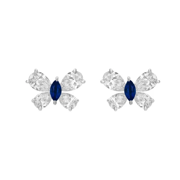 BUTTERFLY EARRINGS WITH SAPPHIRE AND DIAMONDS