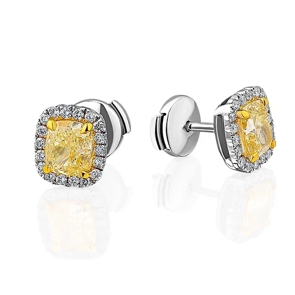 DIAMOND STUDS 1.50-1.50 CT FANCY YELLOW/VVS2-VS2