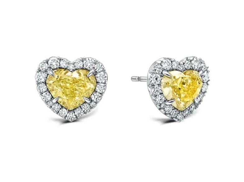 DeRosa DIAMOND HEART-SHAPED STUDS 1.01-1.02 FLY/VS (GIA) E5132403