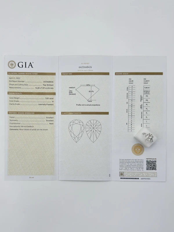 Earrings without a brand DIAMOND 5.01 CT RING (SIZE 52) NN5.01CT.PEAR 4