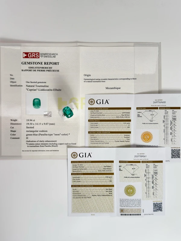 Earrings without a brand PARAIBA TOURMALINE 19.94 CT NEON RING, MOZAMBIQUE (GIA/GRS) NN19.94CT 5