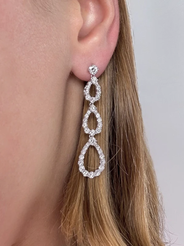 Harry Winston Diamond Loop Triple Diamond Loop Diamond Earrings HW3021 2