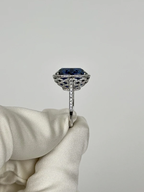 Tiffany & Co Oval Sapphire 13.72 CT Ring in Platinum with Pavé Diamonds (AGL) 34946043 5