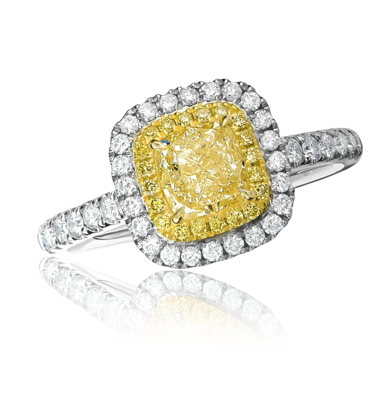 CUSHION DIAMOND 1.00 CT FANCY LIGHT YELLOW/VS2 RING (GIA)
