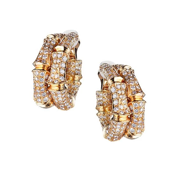 BAMBOO DIAMOND PAVE CLIP-ON EARRINGS