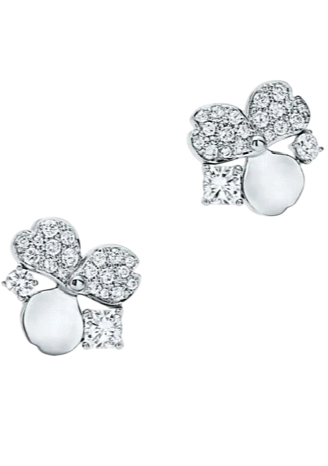 Tiffany & Co Paper Flowers Diamond Cluster Earrings 61624864 1