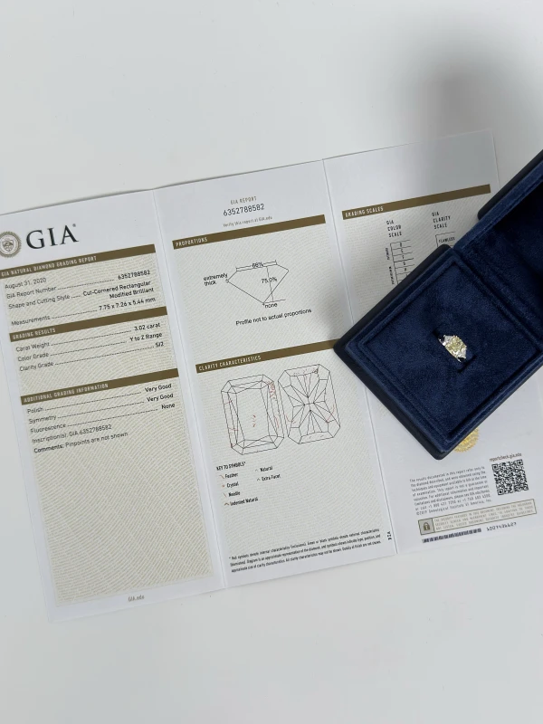 Earrings without a brand RADIANT DIAMOND RING (SIZE 52) GIA NN 3.02 CT Y-Z/SI2 7